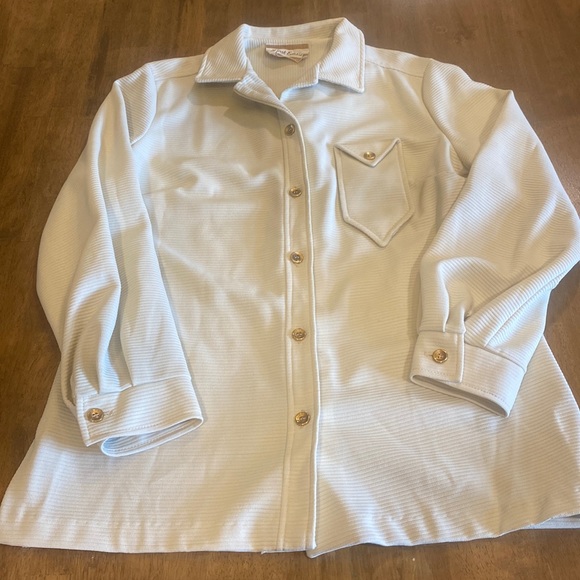 First Edition Dallas Suit Jacket Women Small Cream Gold Button Retro Knit - Picture 1 of 6